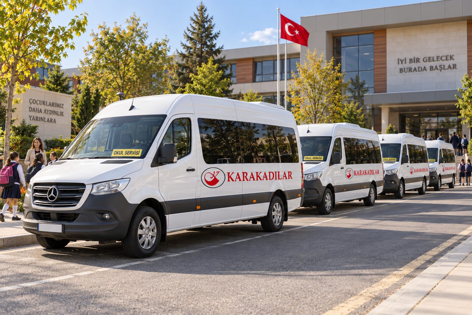 Okul önünde Karakadılar servis aracı